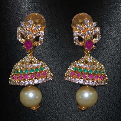 "1grm Fancy Gold coated Ear tops (Jhumkas)- MGR-1126 A-001 - Click here to View more details about this Product